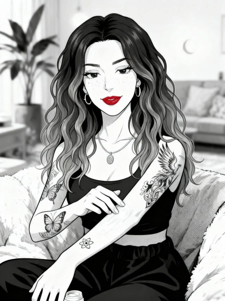 Illustration : appliquer une crème cicatrisante sur un tatouage en cicatrisation